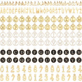 SANNIX 156Pcs Letter Charms for Jewelry Making, A-Z Capital Alphabet Charms Initial Letter Charm Number Charm with 200Pcs Jump Rings for Bracelets Earrings Necklace, KC Gold