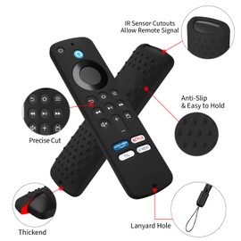 Hi Color Silicone Remote Cover for Firetv Stick 4K 2024 4th Gen/Firetv Stick HD Remote,Toshiba FireTV Protective Remote Cover (Black)