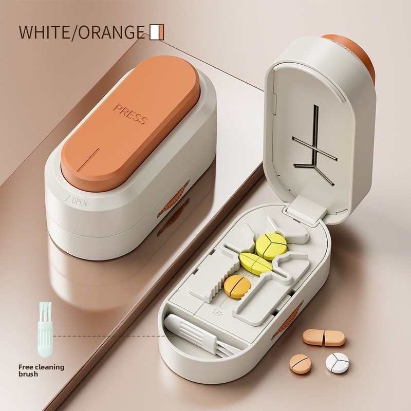 Portable Pill Cutter and Organizer for Travel – 1/2, 1/3,