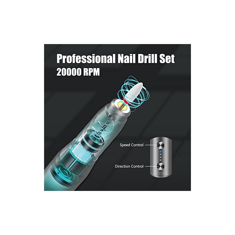 DANNARY Electric Nail Drill Machine Professional,Cordless Electric Nail File for