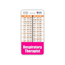 Respiratory Therapist Badge Buddy Vertical w/Height & Weight Conversion Charts (Standard, Pink)