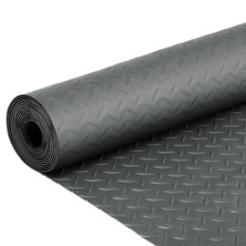 7.5 x 17 FT Garage Floor Mat, Thickened Diamond Plate PVC Garage Parking Mat, Heavy Duty Flooring Roll Mats Waterproof Non-Slip Floor Protector, for Car, Trailer, SUV, Basement, Gym, Shed - Gray
