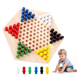 Chess Wooden Hex Checkers Zabard, Portable Travel Game, Table Game, Board Game, Parent-child Interaction Relieves Stress for Children, Educational Board Game Toy Storage Convenient (Style 1)