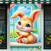 BlissYard Easter Bunny Window Cover Banner Easter Window Decoration Bunny