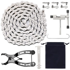 Spetsbst Bicycle Chain 6/7/8 Speed Bicycle Chain 116 Links Bicycle Chain Tool Set with Chain Riveter and Bicycle Bicycle Link Pliers for Mountain Bike Steel Bike Chain