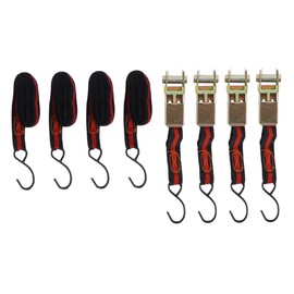 Operitacx 4Pc Heavy Duty Cargo Tie Down Straps Ratchet Straps for Secure Tensioning Enhanced Strength with Reinforced Hooks for Luggage Kayaks and Trailers