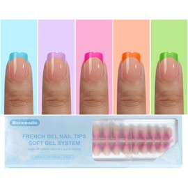Dsixnails Brighter French Tip Press on Nails, 150pcs Square Extra Short Gel Nail Tips 15Sizes, Pre-lasting No Need to File Soft Acrylic Fake Nail Tips, False Nail Tips Extension for Women Nails