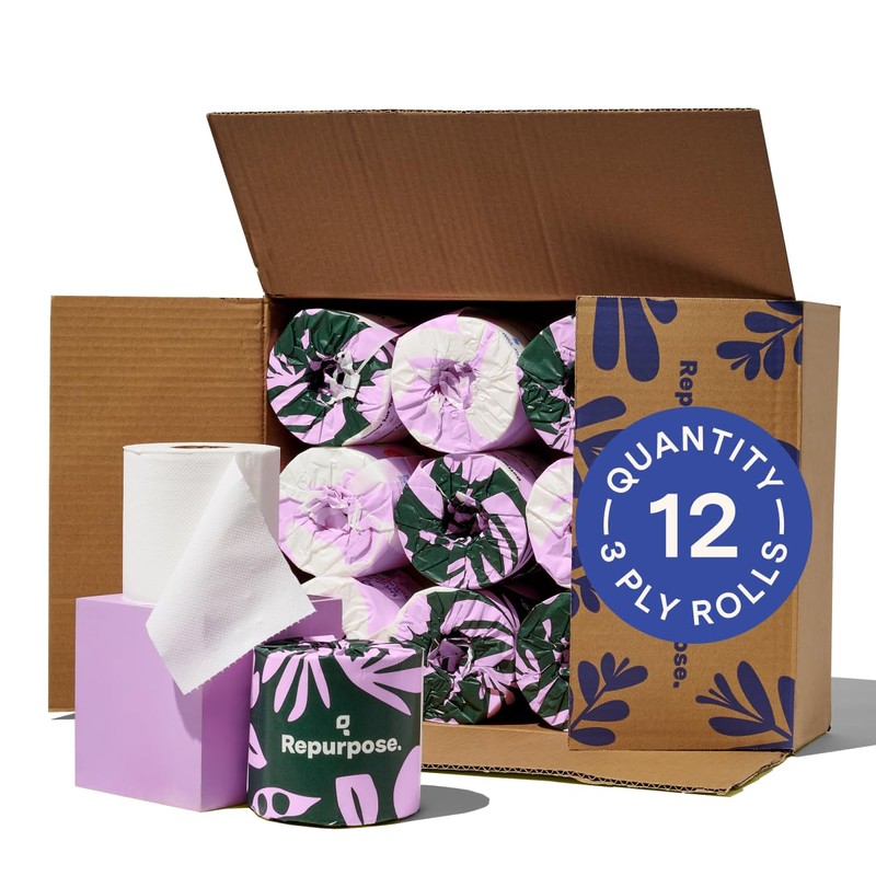 Repurpose 100% Bamboo Toilet Paper, 3-Ply, Tree-Free, Plastic-Free, FSC Certified,