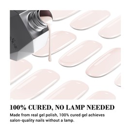 MelodySusie Qcoat Fully Cured Gel Nail Strips (Milky White) - UV Free Nail Polish Strips, Salon-Quality, Long Lasting Gel Nail Stickers, Includes 22 Nail Wraps, 2 Prep Pads, Nail File & Wooden Stick