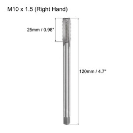 QUARKZMAN Metric Tap M10 x 1.5 H2 120 mm Extra Long Straight Flute Tap Cutting Machine Tap Thread Cutting Tool