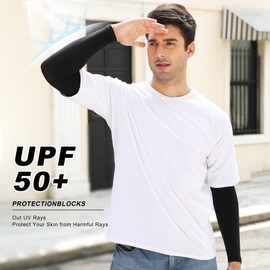 Stelle Cooling Arm Sleeves UV Sun Protection Compression Sleeves for Men Women Youth Sport/Working/Tattoo Cover up (White+Grey,F