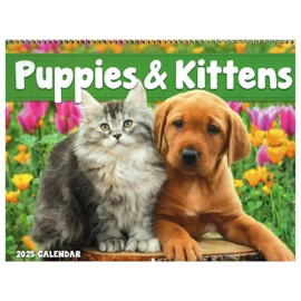 Puppies and Kittens Calendar | 2025 Wall Calendar Puppy and Kitty Wall Calendar, Dog Calendars, Cat Calendars, Dogs Calendars, Cats Calendar Kittens Calendars, Animal Calendars, Funny Wall calendars