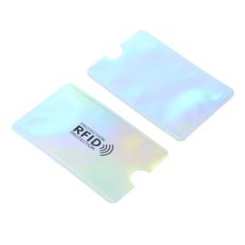 YOKIVE 10 Pcs RFID Card Holder Horizontal, Card Sleeve Slim | Scratch Resistant, Great for Business Cards, Access Cards (Laser Silver, 3.62-Inch)