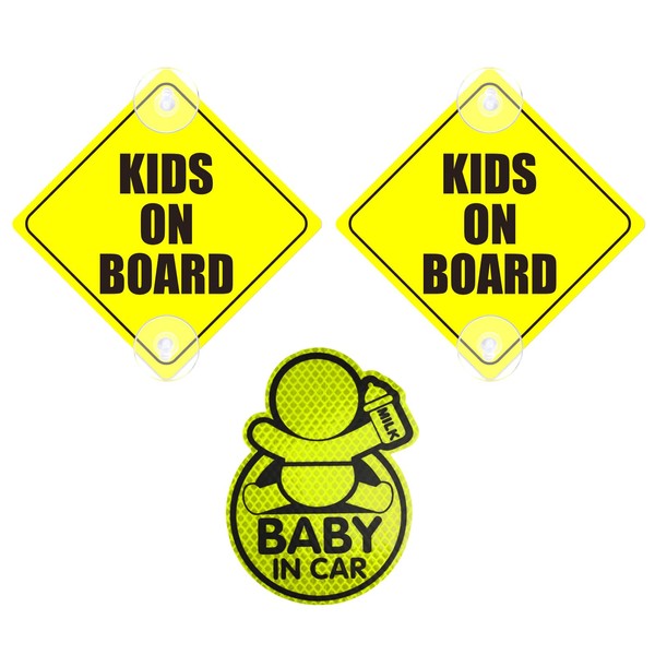 DOOCECIY 2 PCS Kids on Board Car Sticker, Reusable Double