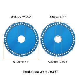 HARFINGTON 4pcs 4" Diamond Saw Blade, 20mm Arbor Cut Off Wheels, Diamond Cutting Disc Multifunction Tile Concrete Ceramic Marble Blade with 5/8" Washer for Angle Grinder, Blue