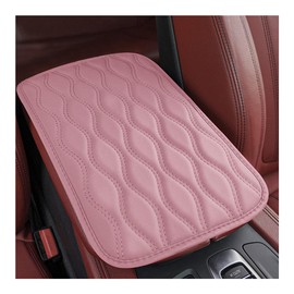 MTRPS Car Center Console Pad, Waterproof Leather Armrest Seat Box Cover Anti-Scratch Protector, Non Slip Middle Console Lid Cover Interior Decor Fits Most Cars Trucks SUVs (Pink)