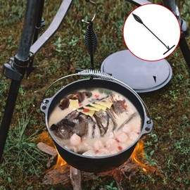 Lid Lifter Handle Hook for Dutch Oven, 26 cm Fire Pot Lid Lifter, Cast Iron T-Bars for Lifting, for Camping Grill Kitchen Accessories