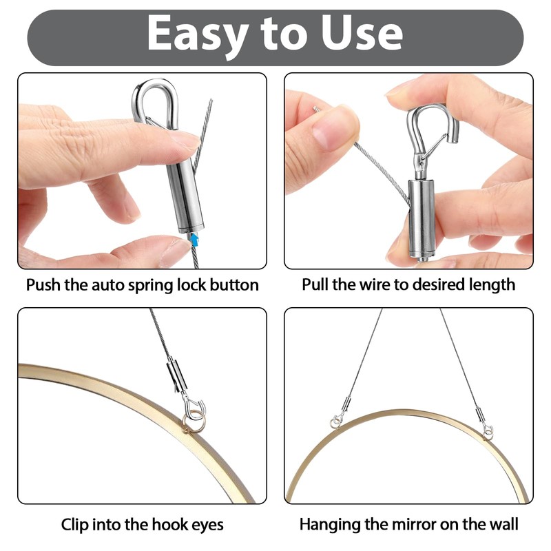 8PCS Adjustable Picture Hanging Wire Kit,Frame,Mirror Hanging Kit,6.6FT Heavy Duty