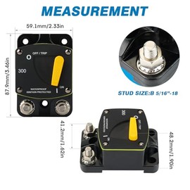 GLOSO GLOSO Circuit Breaker Switches Manual Reset Waterproof Audio Radio Solar System Boat Truck Marine Automotive Stud 5/16 Surface Mount 60A