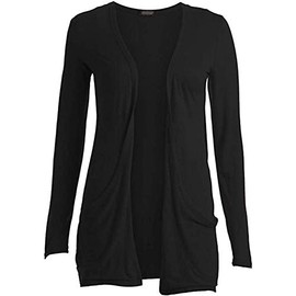 Loxdonz Kids Girls Boyfriend Cardigan Open Front Casual Long Sleeve Fashion Top with Pockets Age 5-13 Years (7-8 Years, Black)