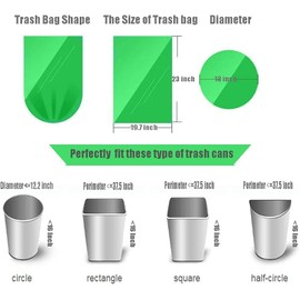 SOZOMO 300 Pieza Bolsas de Basura de 20L,Biodegradable Bolsas de Basura, Bolsas para Medianas 50X60cm, Degradable Reciclables para Residuos de Alimentos, Hogar, Jardín, Cocina, Oficina (Verde)