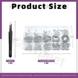 Swpeet 210Pcs 14 Sizes 304 Stainless Steel E-Clip with Tweezers Assortment Kit, M1.5 M2 M2.5 M3 M3.5 M4 M5 M6 M7 M8 M9 M10 M12 M15 External Retaining Rings Snap Ring E-Ring Circlip Rings Kit for Gear