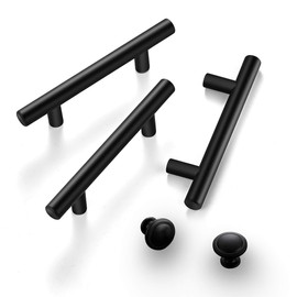 Ravinte 25 Pcs 6" Handles+10Pcs Round Knobs Kitchen Cabinet Handles Matte Black Cabinet Pulls Black Drawer Pulls Kitchen Cabinet Hardware Kitchen Handles for Cabinets Cupboard Handles Drawer Handles