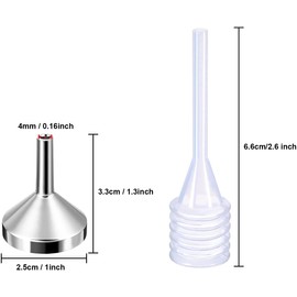 BJH Mini Funnel Set Made of Stainless Steel Includes 15 Metal Funnels 2 Transparent Mini Pipettes
