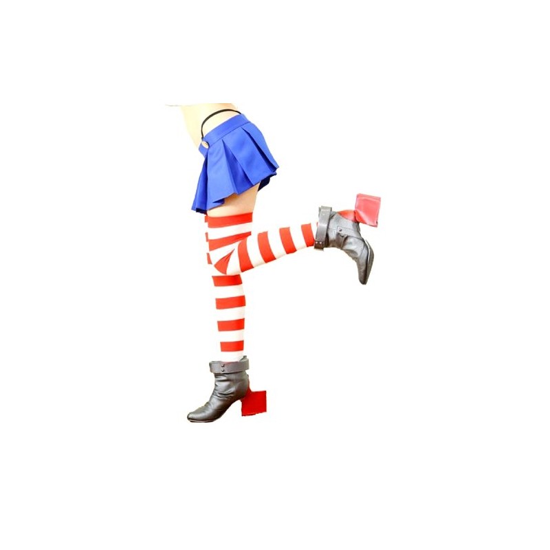 ボーダーオーバーニーソックス 白 赤 74cm サイハイにも