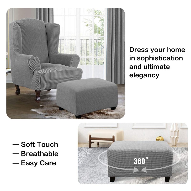 H.VERSAILTEX Ottoman Cover Slipcover Rectangle Fit Length 29"-34" Footrest Sofa