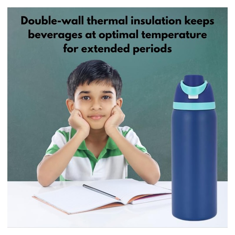 Stainless Steel Water Bottle with Straw, 24 oz, Thermal Insulated,