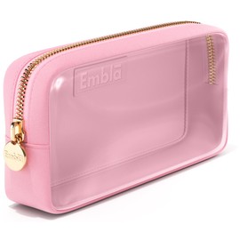 Embla Clear Cosmetic Bag Makeup Bag, Clear Zipper Pouch Cosmetics Bags Cute Womens Make Up Pouches, Clear Toiletry Travel Bag Tote, Preppy Purse Cosmetic Organizer Small Large Makeup Bags, Flamingo
