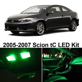 LEDpartsNow Interior LED Lights Replacement for Scion TC 2005-2007 GREEN Accessories Package Kit (7 Pieces)