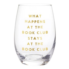 Santa Barbara Design Studio Gift Boxed Wine Glasses Gold Foil Stemless Wine Glass, 17-Ounce, What Happens At Book Club