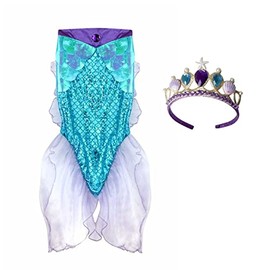 Great Pretenders 42285, Mermaid Glimmer Skirt w/Tiara, Lilac/Blue, Size 5-6