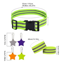 DALAETUS 17 Pcs High Visibility Bands Set, Elasticated Armbands with Belts, Pendants, Reflective Wristbands, Running Armbands for Running, Cycling, Jogging, Night Sports, Outdoor Safety, Walking