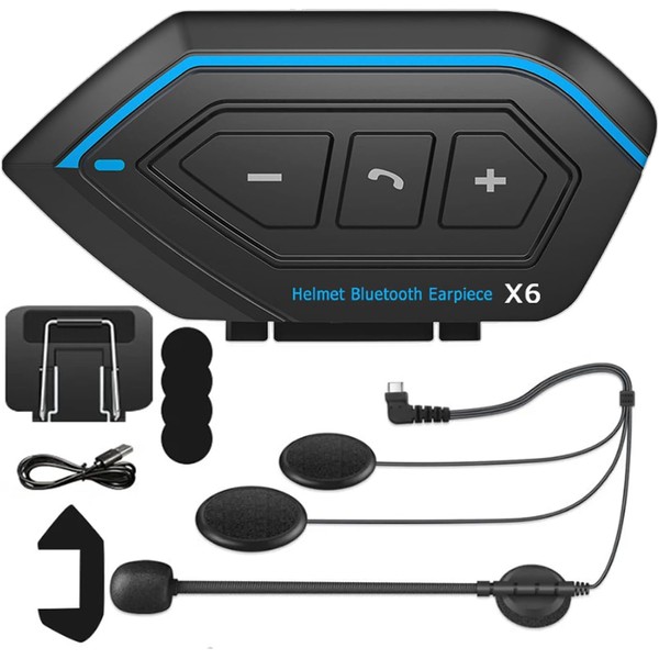WEAGP Auricular Bluetooth para Motocicleta con Micrófono, Auricular de Comunicación