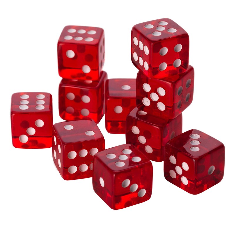 Big Cherry Dice, 10 x 16mm Round Corner Spot -