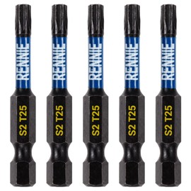 5 x Rennie Tools 50mm Long T25 TX25 Impact Screwdriver Driver Bits Set. Heavy Duty Magnetic Torx Screwdriver Bit Set. Black Oxide Coated Torx Impact Driver Bits. Torx Bit Set.