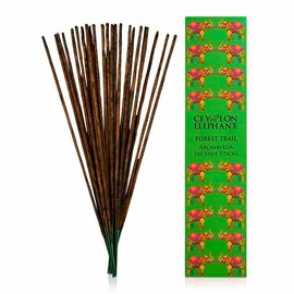 SPA CEYLON Ceylon Elephant Forest Trail Aromaveda Incense Sticks | 100% Pure Organic Hand-Rolled Natural Air Freshener | Long-Lasting | Perfect for Aromatherapy | Meditation | Cleansing | Pack of 30