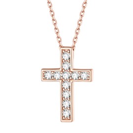 ChicSilver 925 Sterling Silver Christian Cross Necklace for Women Adjustable Chain Length 40+5cm, 925/000 sterling silver