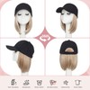 SEGO Hat Wig, Hat with Hair Attached for Women Black