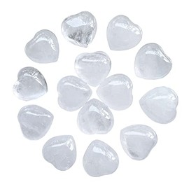 Neyisaa 0.6"(15mm) Mini Crystal Heart Worry Stone Set, Tumbled Polished Puffy Hearts Pocket Stone for Meditation Chakra Balancing Decoration 10Pcs, Rock Quartz