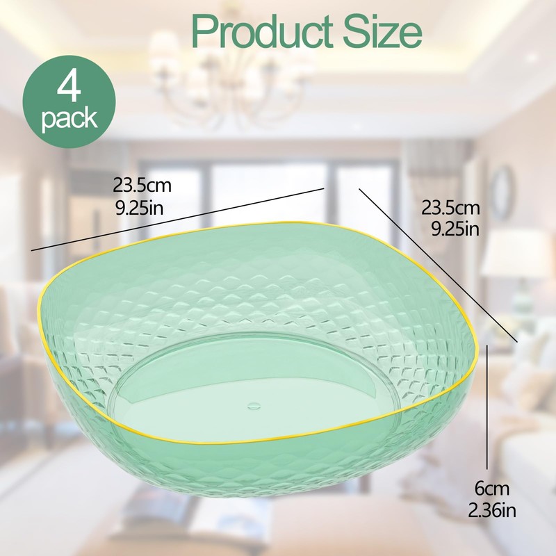 Minekkyes 4-Pack Plastic Decorative Fruit Bowl, Modern Serving Bowl for