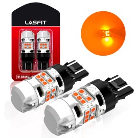Lasfit 7443 7444 LED Front Turn Signal Light Bulbs Amber 3000K Canbus Error Free