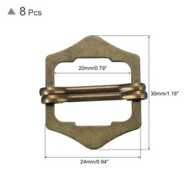 QUARKZMAN Pack of 8 Metal Adjustable Slider Buckles, 20 mm Webbing Roller Pin Clip Buckle Tri Glide for Vest, Suit, Bags, Replacement Part (Bronze), bronze
