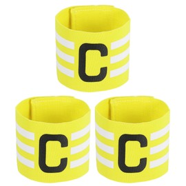 sourcing map Soccer Captain Armband, Nylon Captain Arm Bands for Soccer Elastic Captain C Arm Band Sports Captain Armbands for Football Team Training Youth & Adult Yellow, Pack of 3