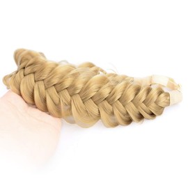 Bobiya Chaotic Wide 2 Strands Synthetic Hair Braided Headband Classic Chunky Braided Headband Elastic Stretch Braid Hairband for Women Girls (Honey Blonde)
