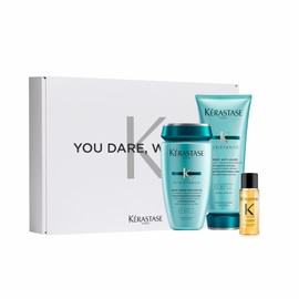 Kérastase Care Set with Résistance Bain Force Architecte Shampoo (250 ml), Résistance Ciment Anti-Usure Conditioner (200 ml) and Elixir Ultime Huile Originale Travel Size Hair Oil (15 ml) Free