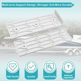 NOVINO 8PCS Boat Trailer Bunk Slides Pads and 2PCS Boat Trailer Slide Bunk Enders for Launching& Loading on/Off Easier, 3" x 10" White Glides Slicks
